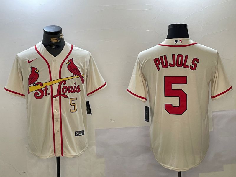 Men St.Louis Cardinals #5 Pujols Cream Game 2024 Nike MLB Jersey style 2